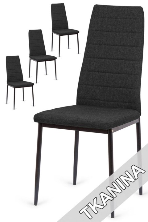 Krzesła tapicerowane zestaw 4 VALVA LINE FABRIC BLACK Krzesła tapicerowane zestaw 4 VALVA LINE FABRIC BLACK