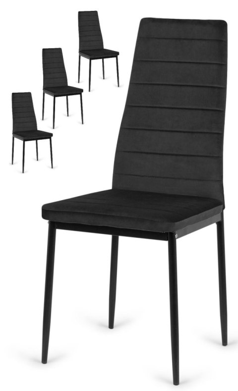 Krzesła tapicerowane zestaw 4 VALVA LINE VELVET BLACK Krzesła tapicerowane zestaw 4 VALVA LINE VELVET BLACK