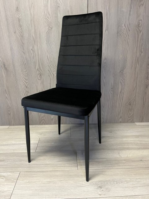 Krzesła tapicerowane zestaw 4 VALVA LINE VELVET BLACK Krzesła tapicerowane zestaw 4 VALVA LINE VELVET BLACK