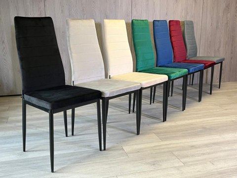 Krzesła tapicerowane zestaw 4 VALVA LINE VELVET BLACK Krzesła tapicerowane zestaw 4 VALVA LINE VELVET BLACK