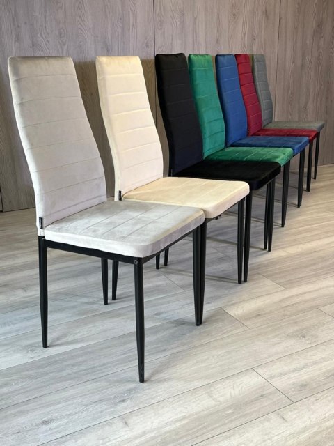 Krzesła tapicerowane zestaw 4 VALVA LINE VELVET GREY Krzesła tapicerowane zestaw 4 VALVA LINE VELVET GREY
