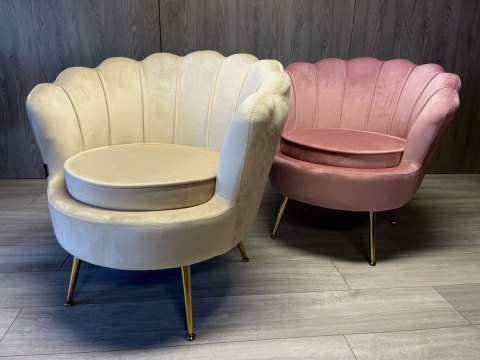 Krzesło Fotel Muszla Lugano DONNA VELVET BEIGE Krzesło Fotel Muszla Lugano DONNA VELVET BEIGE