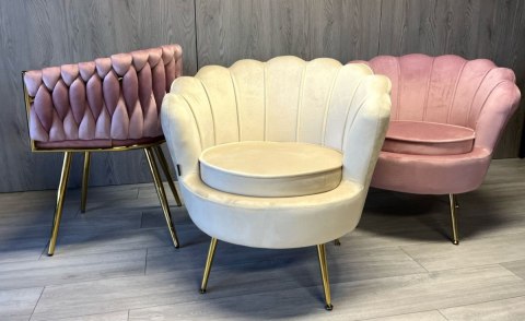 Krzesło Fotel Muszla Lugano DONNA VELVET BEIGE Krzesło Fotel Muszla Lugano DONNA VELVET BEIGE