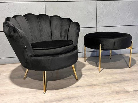 Krzesło Fotel Muszla Lugano DONNA VELVET BLACK Krzesło Fotel Muszla Lugano DONNA VELVET BLACK