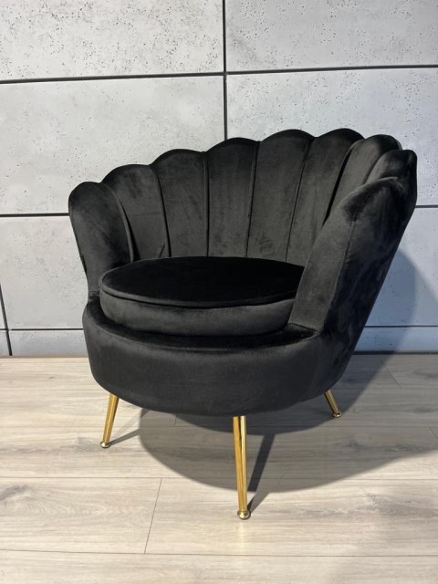 Krzesło Fotel Muszla Lugano DONNA VELVET BLACK Krzesło Fotel Muszla Lugano DONNA VELVET BLACK