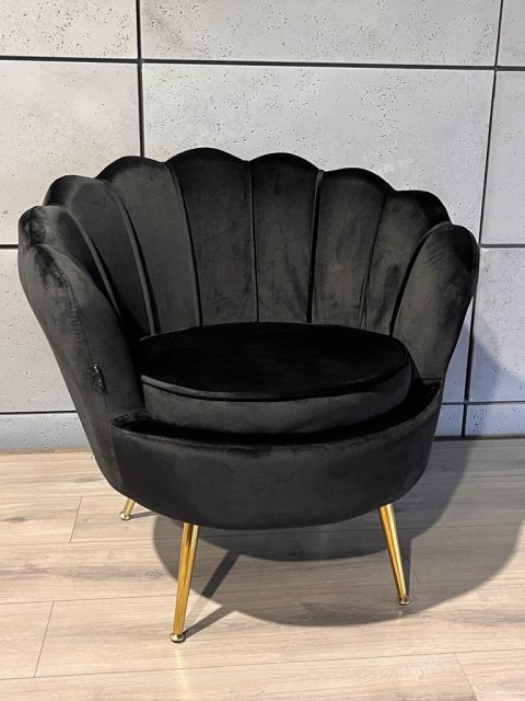 Krzesło Fotel Muszla Lugano DONNA VELVET BLACK Krzesło Fotel Muszla Lugano DONNA VELVET BLACK