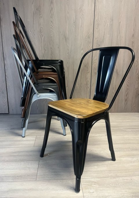 Krzesło metalowe loft CORSICA NERO OAK TOLIX Krzesło metalowe loft CORSICA NERO OAK TOLIX