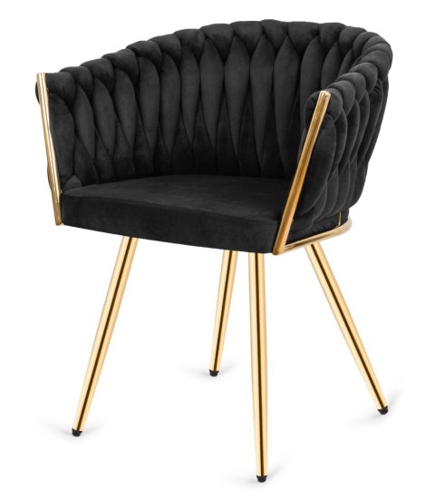 Krzesło plecione Lugano fotel TRECCIA BLACK VELVET GOLD Krzesło plecione Lugano fotel TRECCIA BLACK VELVET GOLD