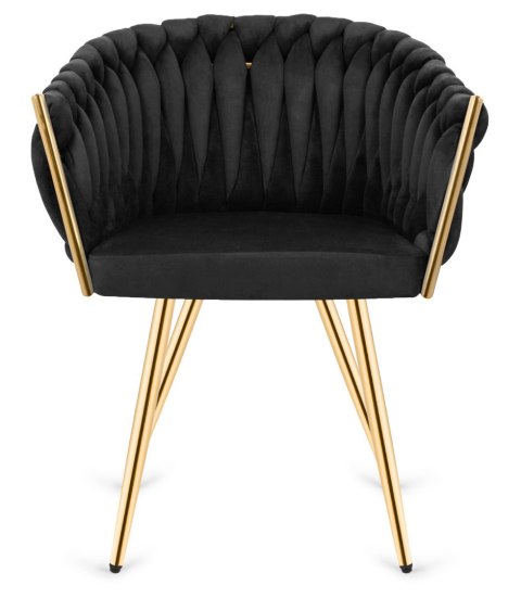 Krzesło plecione Lugano fotel TRECCIA BLACK VELVET GOLD Krzesło plecione Lugano fotel TRECCIA BLACK VELVET GOLD