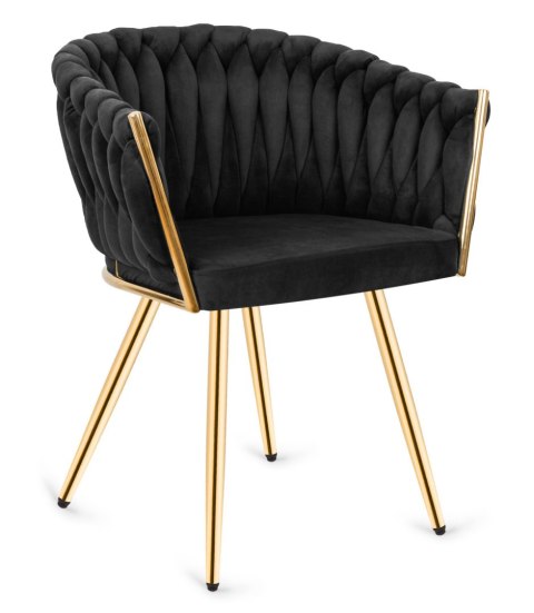 Krzesło plecione Lugano fotel TRECCIA BLACK VELVET GOLD Krzesło plecione Lugano fotel TRECCIA BLACK VELVET GOLD