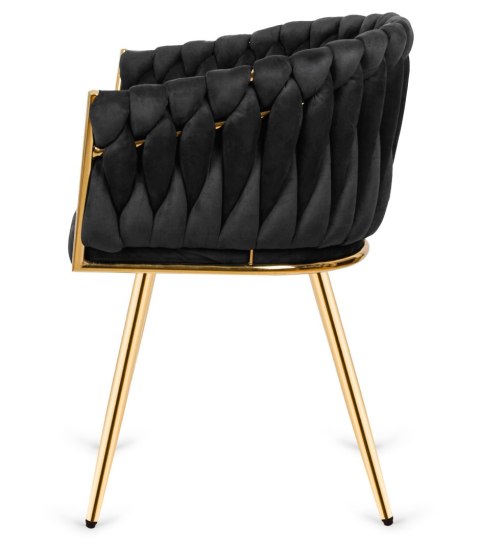 Krzesło plecione Lugano fotel TRECCIA BLACK VELVET GOLD Krzesło plecione Lugano fotel TRECCIA BLACK VELVET GOLD