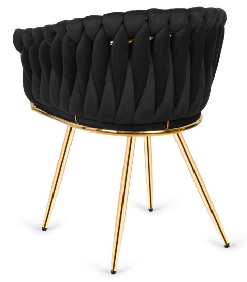 Krzesło plecione Lugano fotel TRECCIA BLACK VELVET GOLD Krzesło plecione Lugano fotel TRECCIA BLACK VELVET GOLD