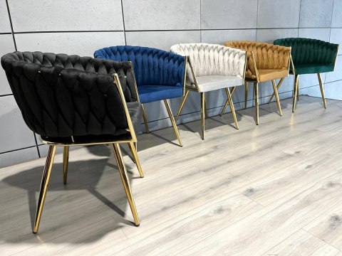 Krzesło plecione Lugano fotel TRECCIA BLACK VELVET GOLD Krzesło plecione Lugano fotel TRECCIA BLACK VELVET GOLD
