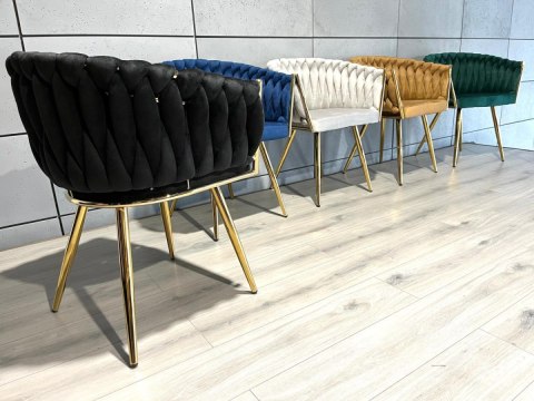 Krzesło plecione Lugano fotel TRECCIA BLACK VELVET GOLD Krzesło plecione Lugano fotel TRECCIA BLACK VELVET GOLD