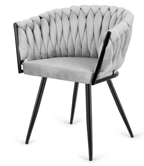 Krzesło plecione Lugano fotel TRECCIA GREY VELVET SMOKE Krzesło plecione Lugano fotel TRECCIA GREY VELVET SMOKE