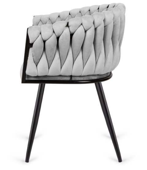 Krzesło plecione Lugano fotel TRECCIA GREY VELVET SMOKE Krzesło plecione Lugano fotel TRECCIA GREY VELVET SMOKE