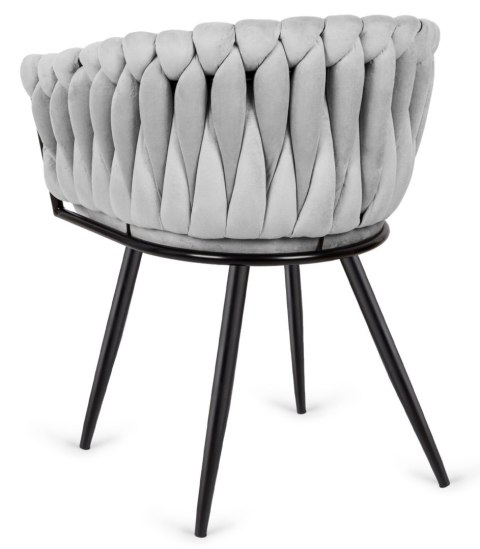Krzesło plecione Lugano fotel TRECCIA GREY VELVET SMOKE Krzesło plecione Lugano fotel TRECCIA GREY VELVET SMOKE