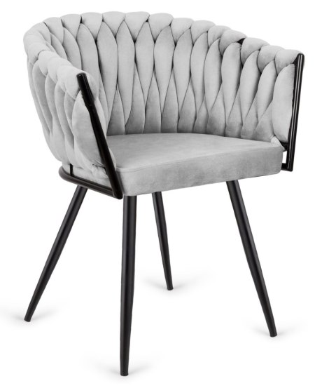 Krzesło plecione Lugano fotel TRECCIA GREY VELVET SMOKE Krzesło plecione Lugano fotel TRECCIA GREY VELVET SMOKE