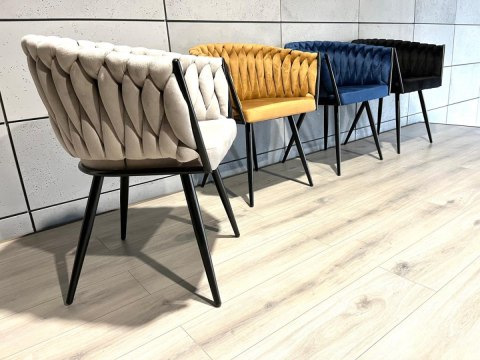 Krzesło plecione Lugano fotel TRECCIA GREY VELVET SMOKE Krzesło plecione Lugano fotel TRECCIA GREY VELVET SMOKE