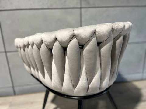 Krzesło plecione Lugano fotel TRECCIA GREY VELVET SMOKE Krzesło plecione Lugano fotel TRECCIA GREY VELVET SMOKE