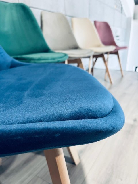 Krzesło skandynawskie MONZA GRANDE BLUE VELVET Krzesło skandynawskie MONZA GRANDE BLUE VELVET