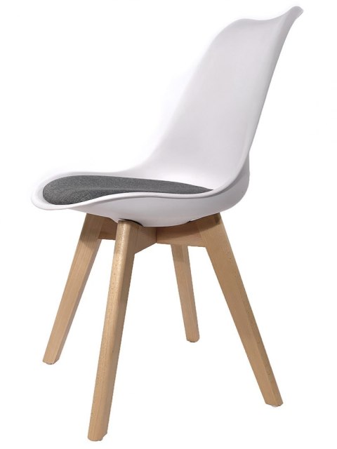 Krzesło skandynawskie MONZA WHITE - Grey Fabric II Krzesło skandynawskie MONZA WHITE - Grey Fabric II