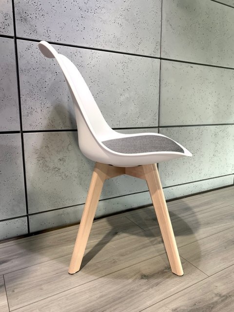Krzesło skandynawskie MONZA WHITE - Grey Fabric II Krzesło skandynawskie MONZA WHITE - Grey Fabric II