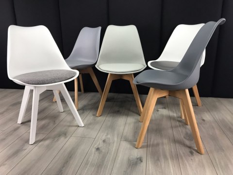 Krzesło skandynawskie MONZA WHITE - Grey Fabric II Krzesło skandynawskie MONZA WHITE - Grey Fabric II