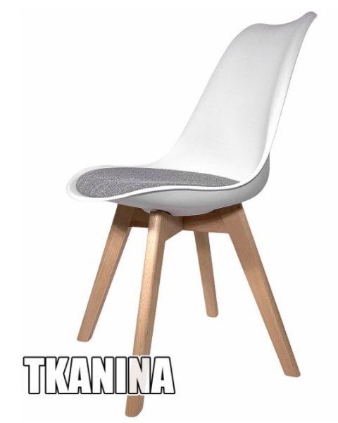 Krzesło skandynawskie MONZA WHITE - Grey Fabric II Krzesło skandynawskie MONZA WHITE - Grey Fabric II