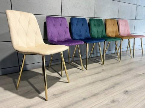 Krzesło tapicerowane BORGO VELVET BEIGE GOLD Krzesło tapicerowane BORGO VELVET BEIGE GOLD