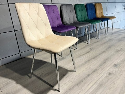 Krzesło tapicerowane BORGO VELVET BEIGE SILVER Krzesło tapicerowane BORGO VELVET BEIGE SILVER