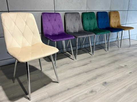 Krzesło tapicerowane BORGO VELVET BEIGE SILVER Krzesło tapicerowane BORGO VELVET BEIGE SILVER