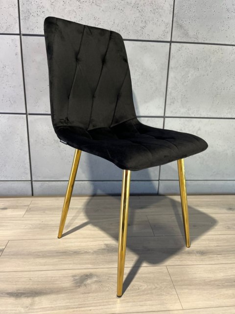 Krzesło tapicerowane BORGO VELVET BLACK GOLD Krzesło tapicerowane BORGO VELVET BLACK GOLD