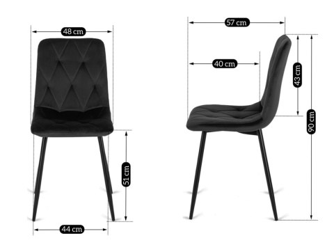 Krzesło tapicerowane BORGO VELVET BLACK II GATUNEK Krzesło tapicerowane BORGO VELVET BLACK II GATUNEK