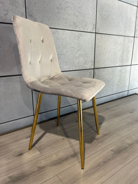 Krzesło tapicerowane BORGO VELVET LIGHT GREY GOLD Krzesło tapicerowane BORGO VELVET LIGHT GREY GOLD