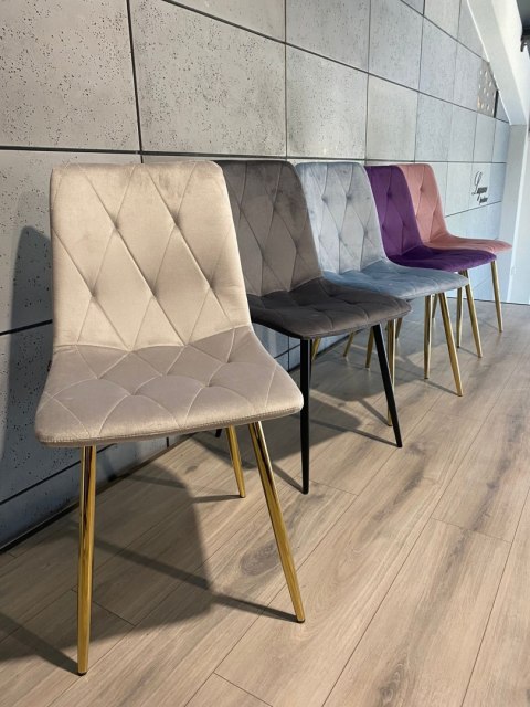 Krzesło tapicerowane BORGO VELVET LIGHT GREY GOLD Krzesło tapicerowane BORGO VELVET LIGHT GREY GOLD