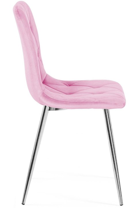 Krzesło tapicerowane BORGO VELVET PINK SILVER Krzesło tapicerowane BORGO VELVET PINK SILVER