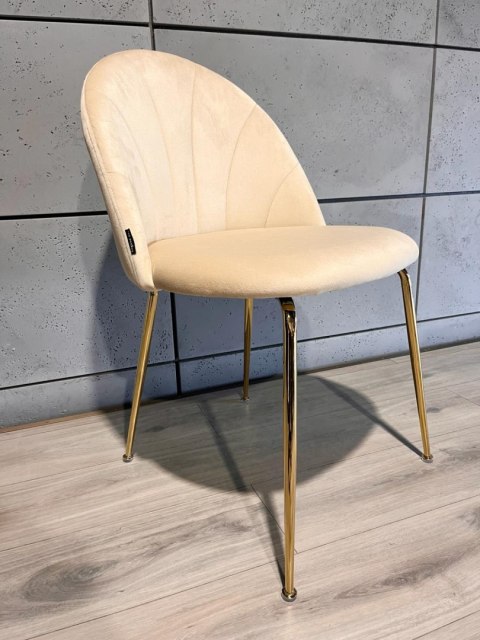 Krzesło tapicerowane CAMILA BEIGE VELVET GOLD Krzesło tapicerowane CAMILA BEIGE VELVET GOLD