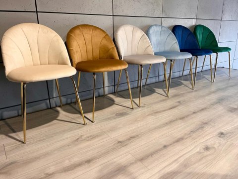 Krzesło tapicerowane CAMILA BEIGE VELVET GOLD Krzesło tapicerowane CAMILA BEIGE VELVET GOLD