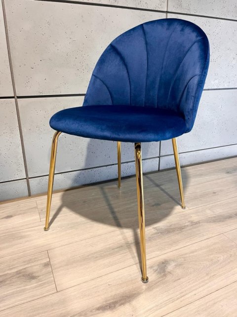 Krzesło tapicerowane CAMILA BLUE VELVET GOLD Krzesło tapicerowane CAMILA BLUE VELVET GOLD