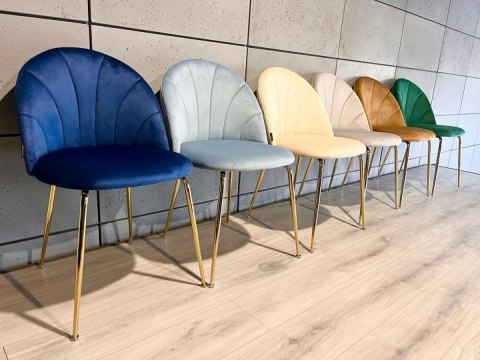 Krzesło tapicerowane CAMILA BLUE VELVET GOLD Krzesło tapicerowane CAMILA BLUE VELVET GOLD