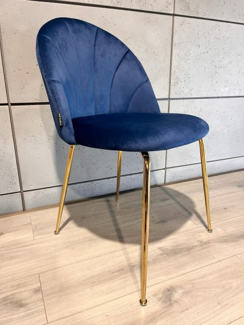 Krzesło tapicerowane CAMILA BLUE VELVET GOLD Krzesło tapicerowane CAMILA BLUE VELVET GOLD