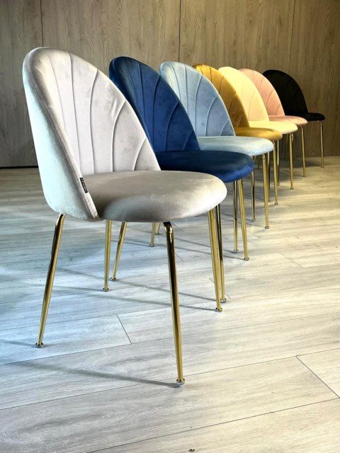 Krzesło tapicerowane CAMILA GREY VELVET GOLD Krzesło tapicerowane CAMILA GREY VELVET GOLD