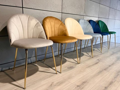 Krzesło tapicerowane CAMILA GREY VELVET GOLD Krzesło tapicerowane CAMILA GREY VELVET GOLD