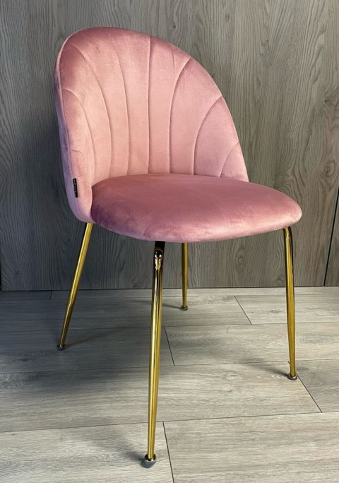 Krzesło tapicerowane CAMILA PINK VELVET GOLD Krzesło tapicerowane CAMILA PINK VELVET GOLD
