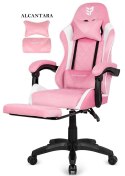 Fotel obrotowy gamingowy XL POKER PRO PINK + WHITE ALCANTARA