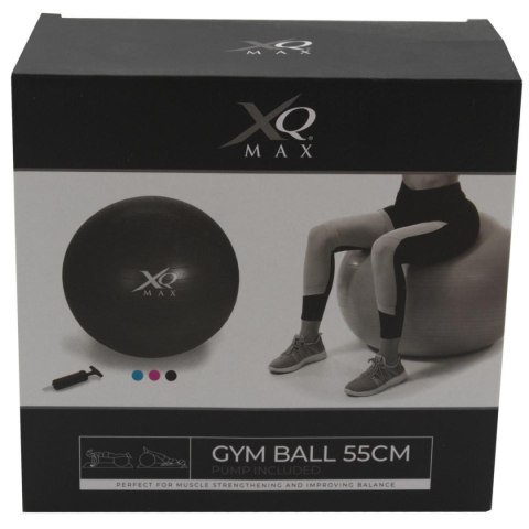 PIŁKA FITNESS GIMNASTYCZNA Z POMPKĄ XQMAX 55CM CZARNA PIŁKA FITNESS GIMNASTYCZNA Z POMPKĄ XQMAX 55CM CZARNA