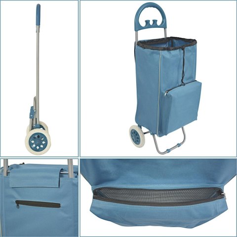 WÓZEK TORBA NA KÓLKACH NA ZAKUPY ZE STELAŻEM 40L BLUE WÓZEK TORBA NA KÓLKACH NA ZAKUPY ZE STELAŻEM 40L BLUE