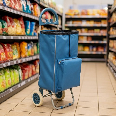 WÓZEK TORBA NA KÓLKACH NA ZAKUPY ZE STELAŻEM 40L BLUE WÓZEK TORBA NA KÓLKACH NA ZAKUPY ZE STELAŻEM 40L BLUE