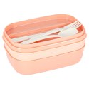 Lunch box śniadaniówka pudełko śniadaniowe z przegródkami dzielone 1900ml morelowe